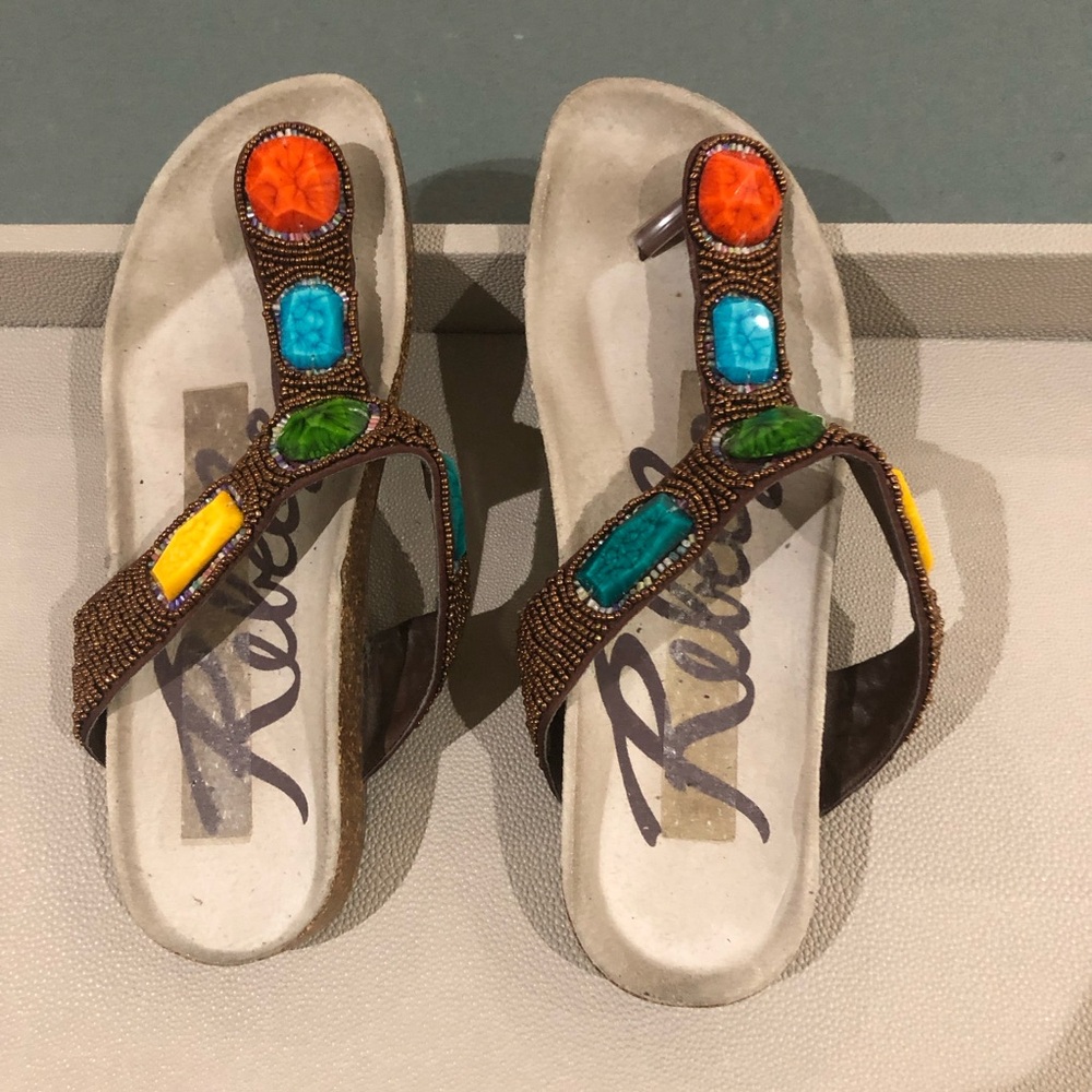 Rebels Majestic Colorful Beaded Thong Sandals size 8